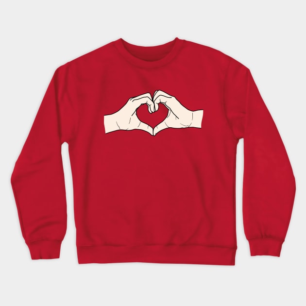 Hands Making A Heart Symbol Love Valentines Day Crewneck Sweatshirt by DetourShirts